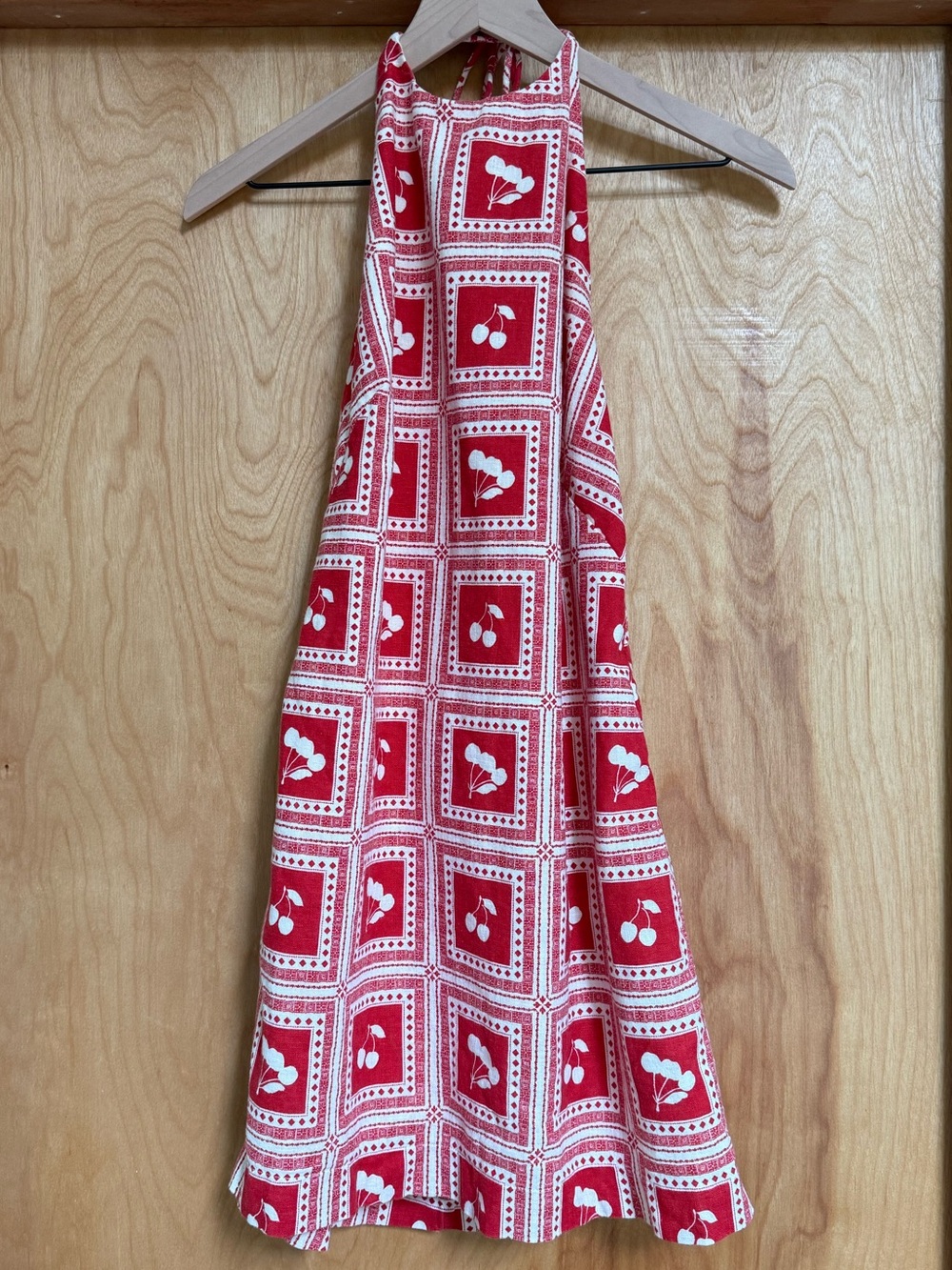 Small Abercrombie & Fitch Red + White Cherry Print Halter Mini Dress